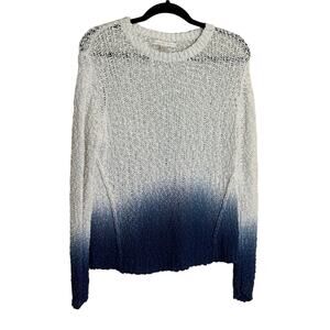 Boston Proper Ombré Knit Sweater White Blue Size M